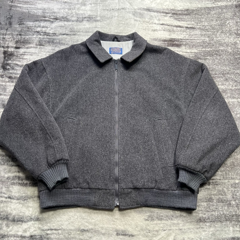 VTG Pendleton Jacket Men's Large Gray Lined Thinsulate 100% Virgin Wool Bomber